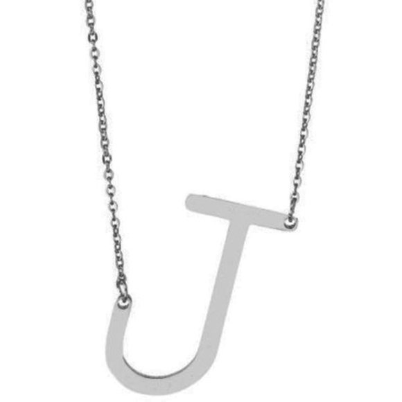 Letter J Pendant necklace in Stainless Steel - Picture 1 of 1